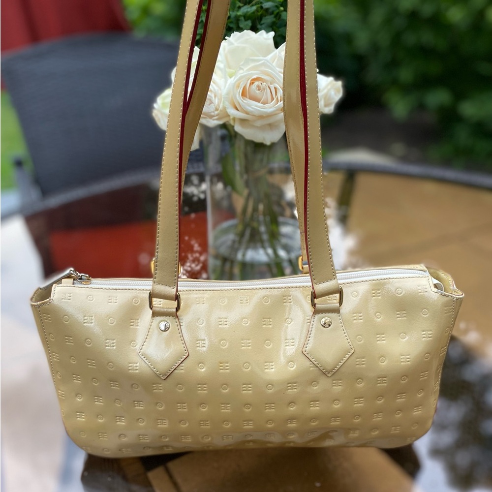 Arcadia Patent Leather
Embossed Shoulder Bag - Cream